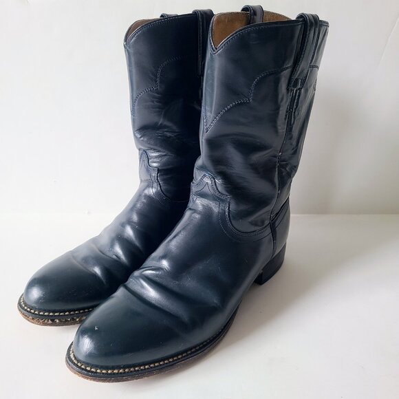 Tony Lama Dark Teal Blue Western Cowboy Boots Size 9.5 - Picture 6 of 12